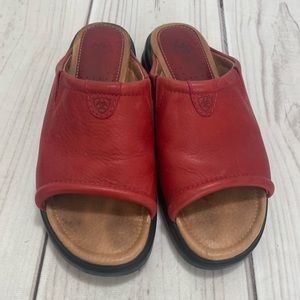 Ariat Bridgeport leather slide sandals red size 8